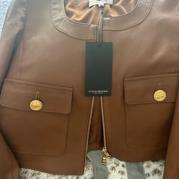 Brown Leather Jacket and Pants Set Susan bender - Picture 2 of 3